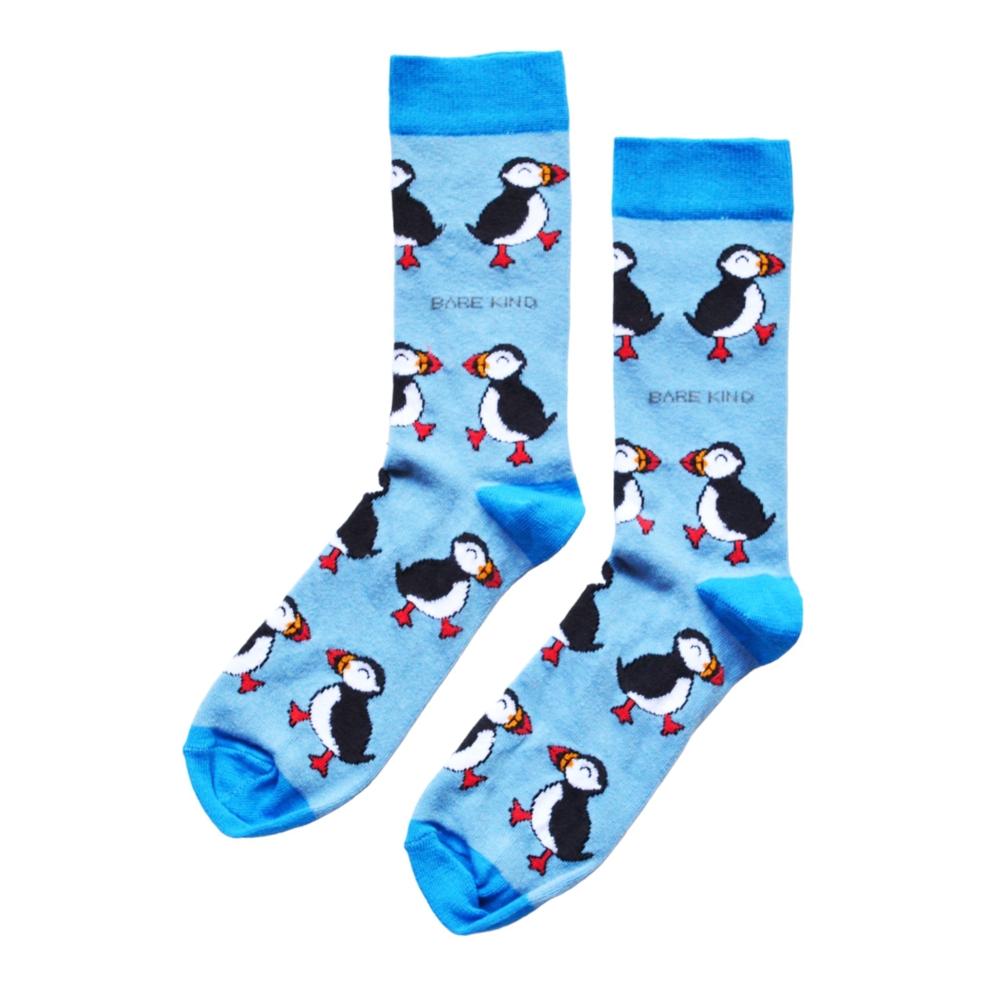 Bare Kind Save the Puffin Blue Bamboo Socks