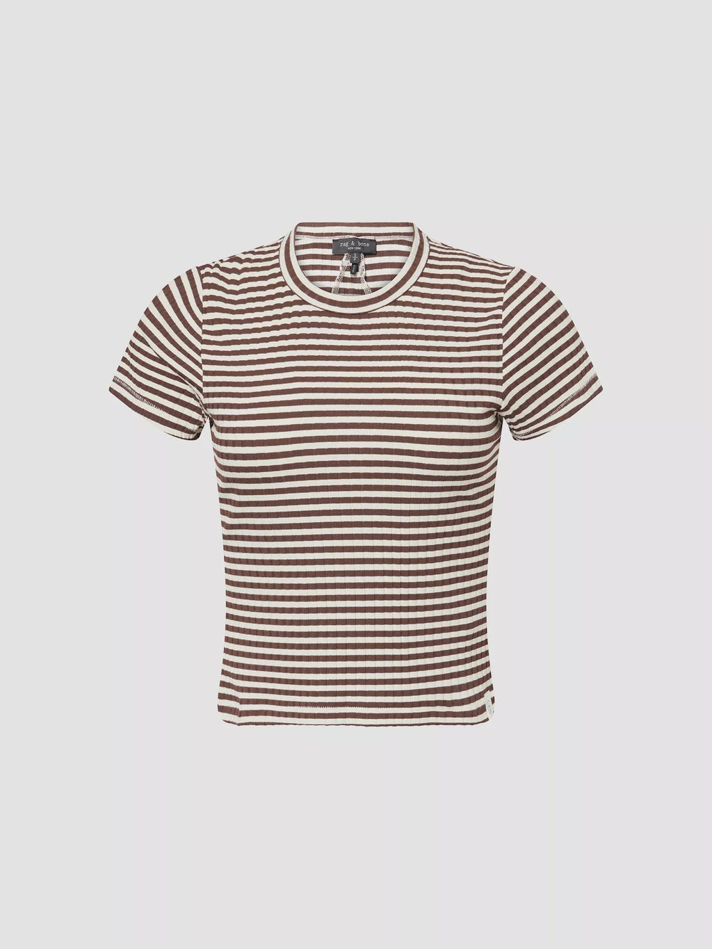 Rag & Bone Luca Stripe Rib Tee in Ivory, Black