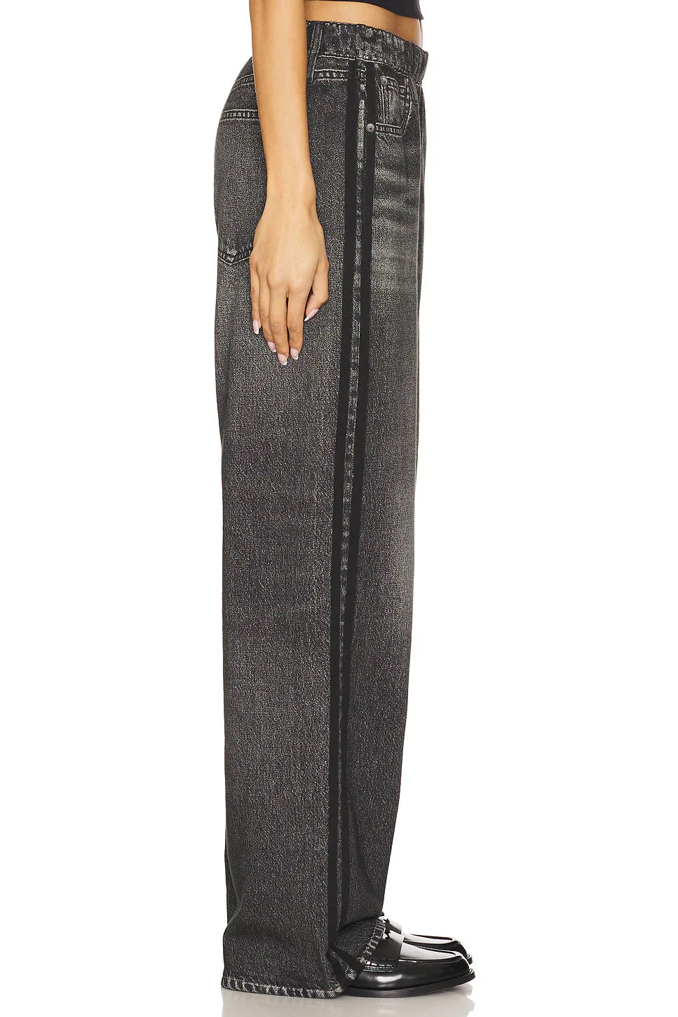 Rag & Bone Miramar Wide Leg Track Pant in Washed Black