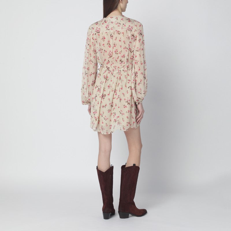 Loriena beige dress with floral print