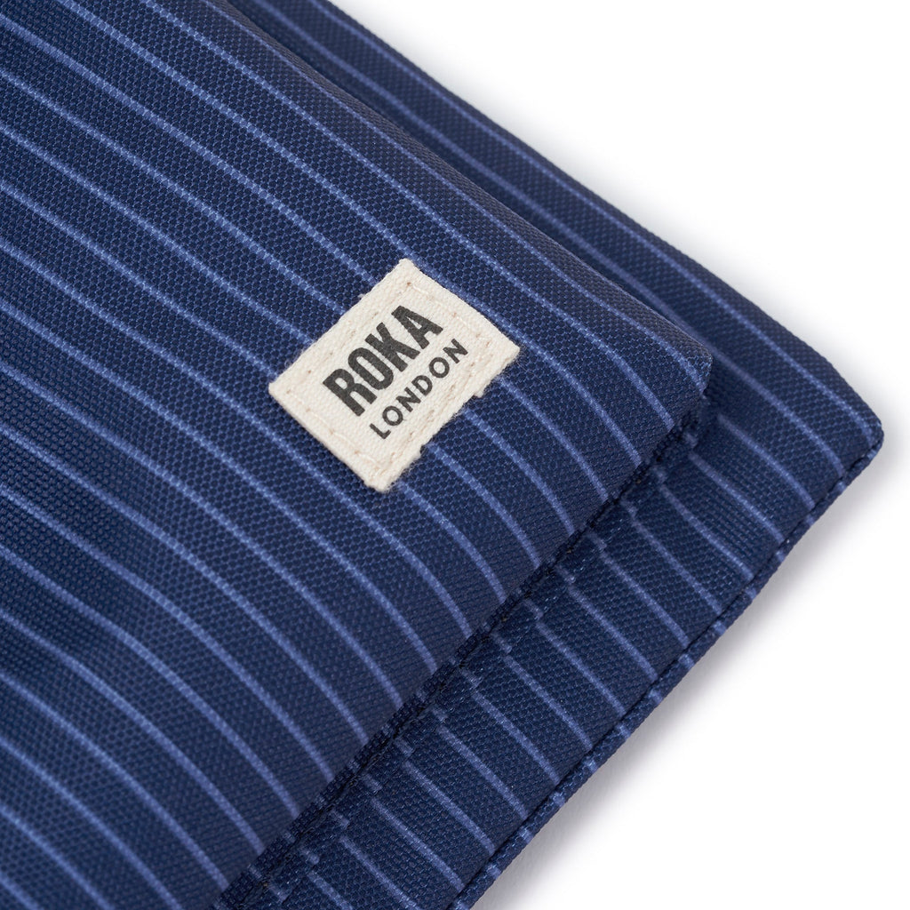 ROKA Chelsea B Dark Denim Pinstripe Recycled Nylon Bag