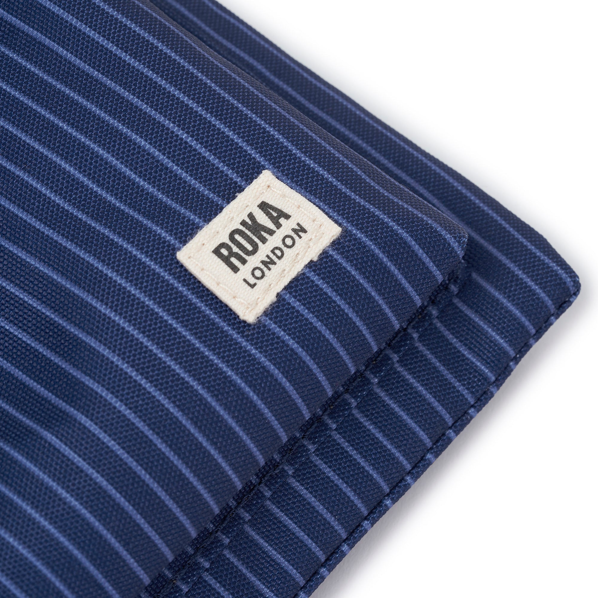 ROKA Chelsea B Dark Denim Pinstripe Recycled Nylon Bag