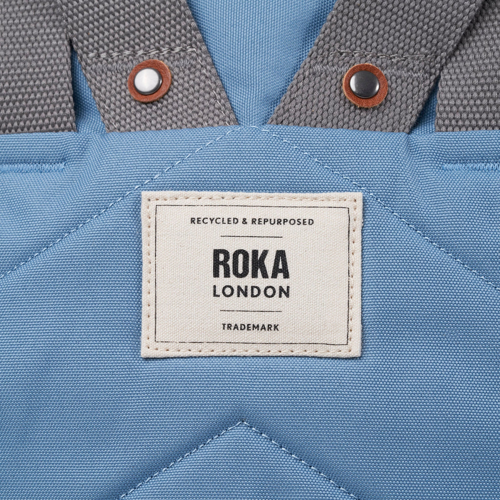 ROKA Finchley A Retro Blue Medium Recycled Canvas Bag