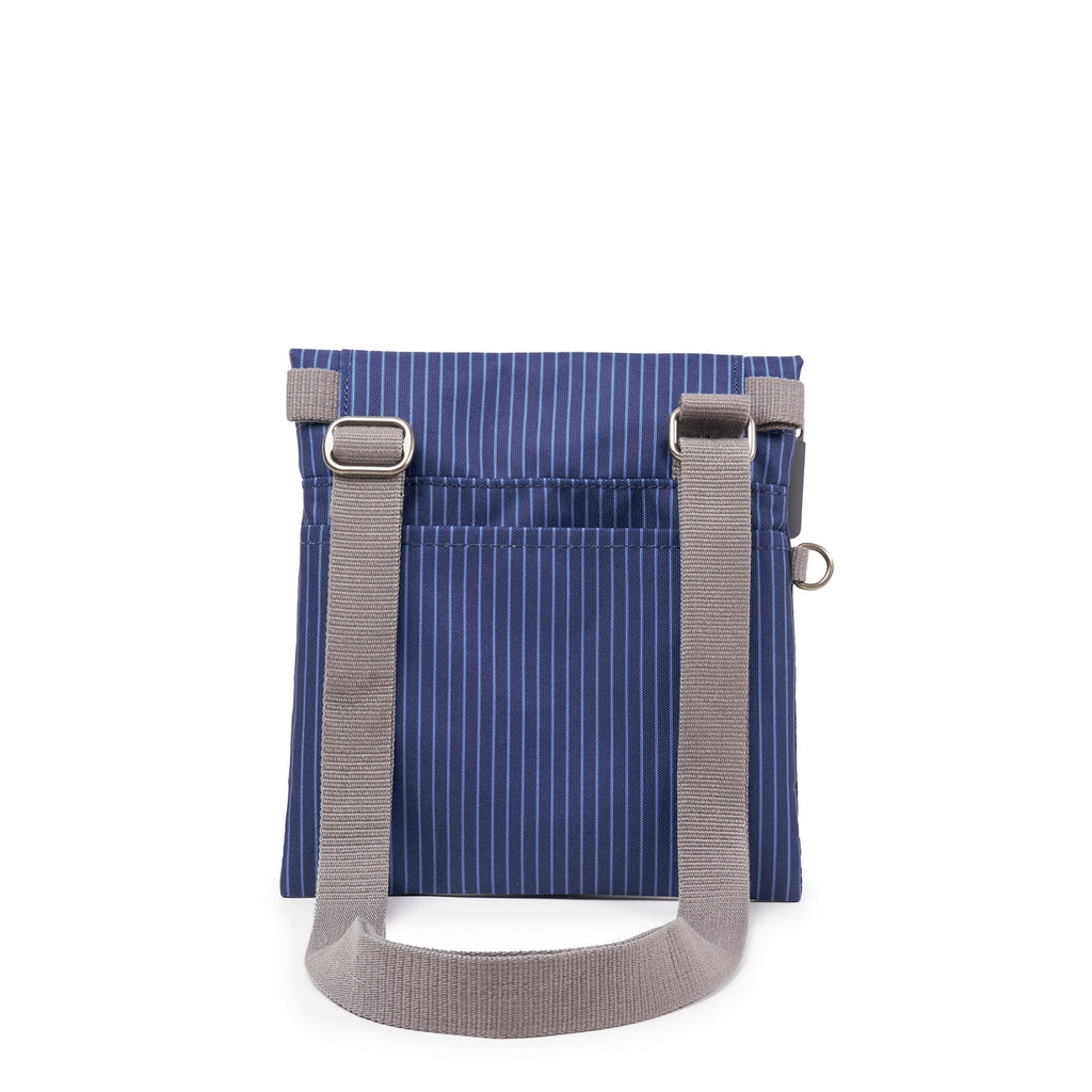 ROKA Stratford Small Recycled Nylon Bag | Dark Denim Pinstripe