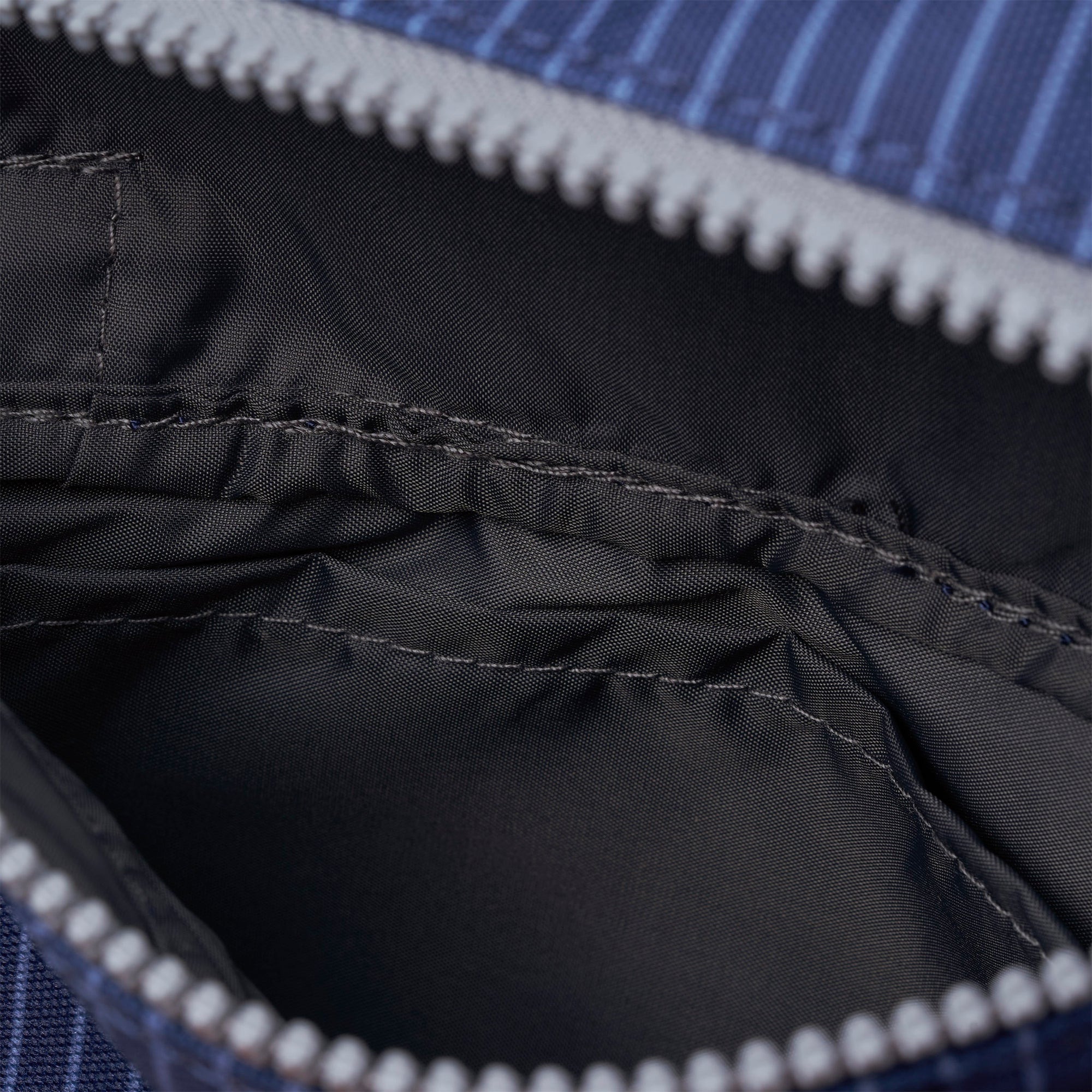 ROKA Stratford Small Recycled Nylon Bag | Dark Denim Pinstripe