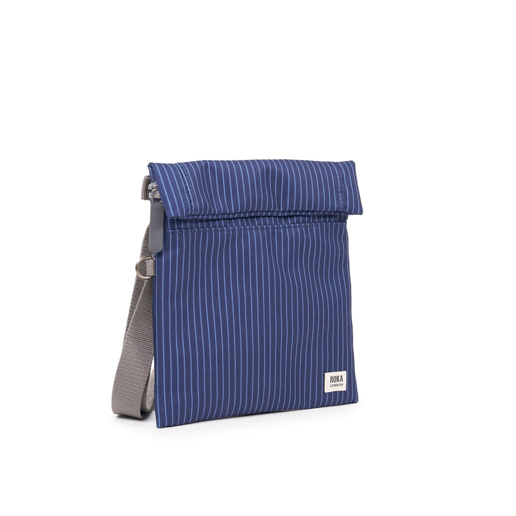 ROKA Stratford Small Recycled Nylon Bag | Dark Denim Pinstripe