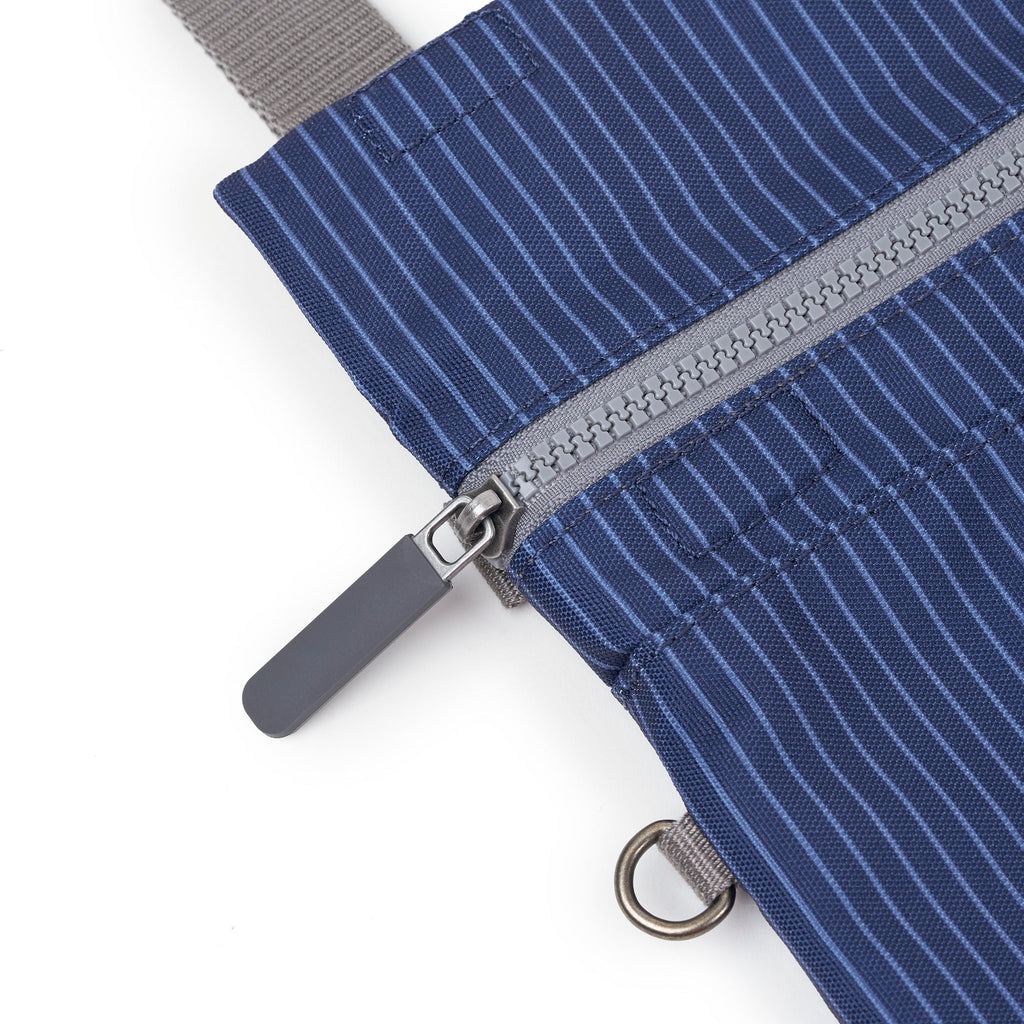 ROKA Stratford Small Recycled Nylon Bag | Dark Denim Pinstripe