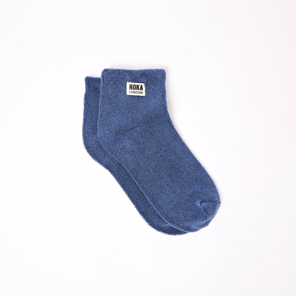 ROKA Watford Organic Cotton Crop Socks | Coastal Blue