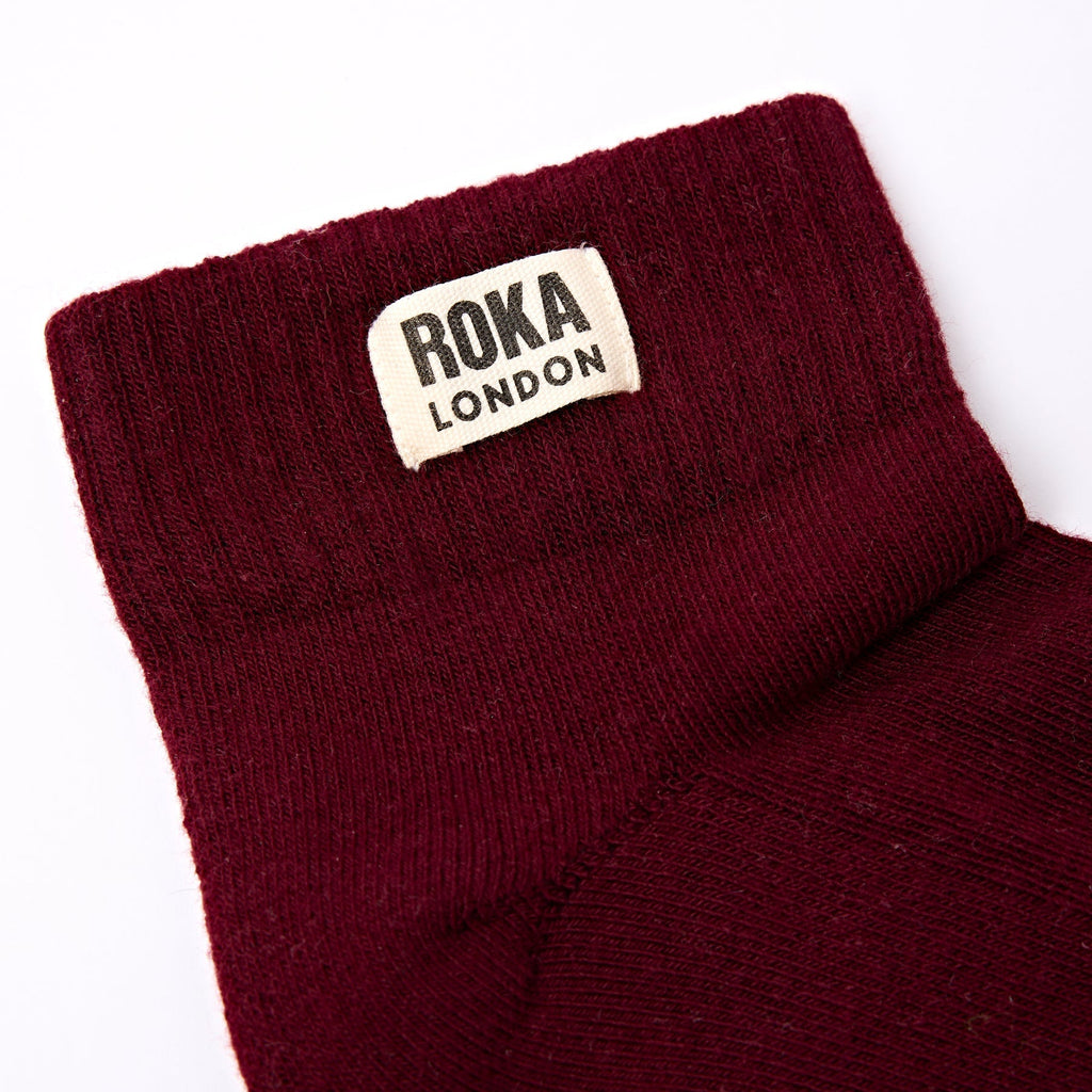ROKA Wembley Organic Cotton Crop Socks | Plum