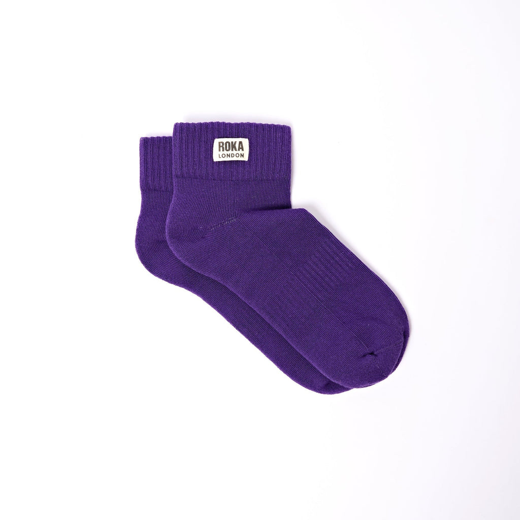 ROKA Wembley Organic Cotton Crop Socks | Purple
