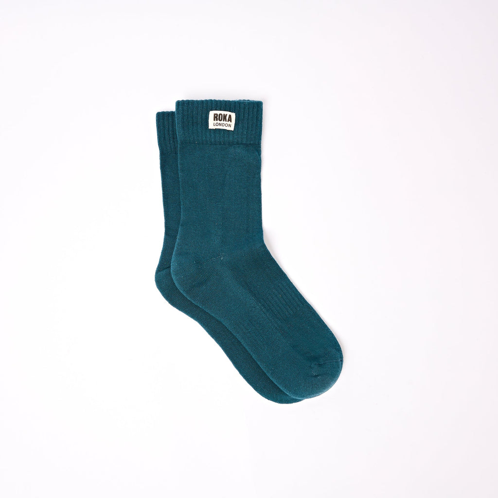 ROKA Wimbledon Organic Cotton Crew Socks | Teal