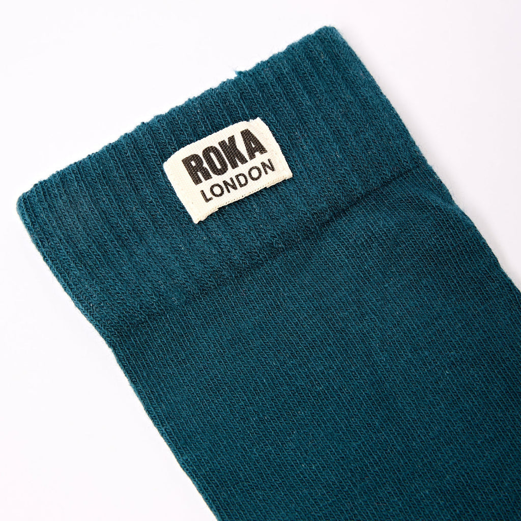 ROKA Wimbledon Organic Cotton Crew Socks | Teal