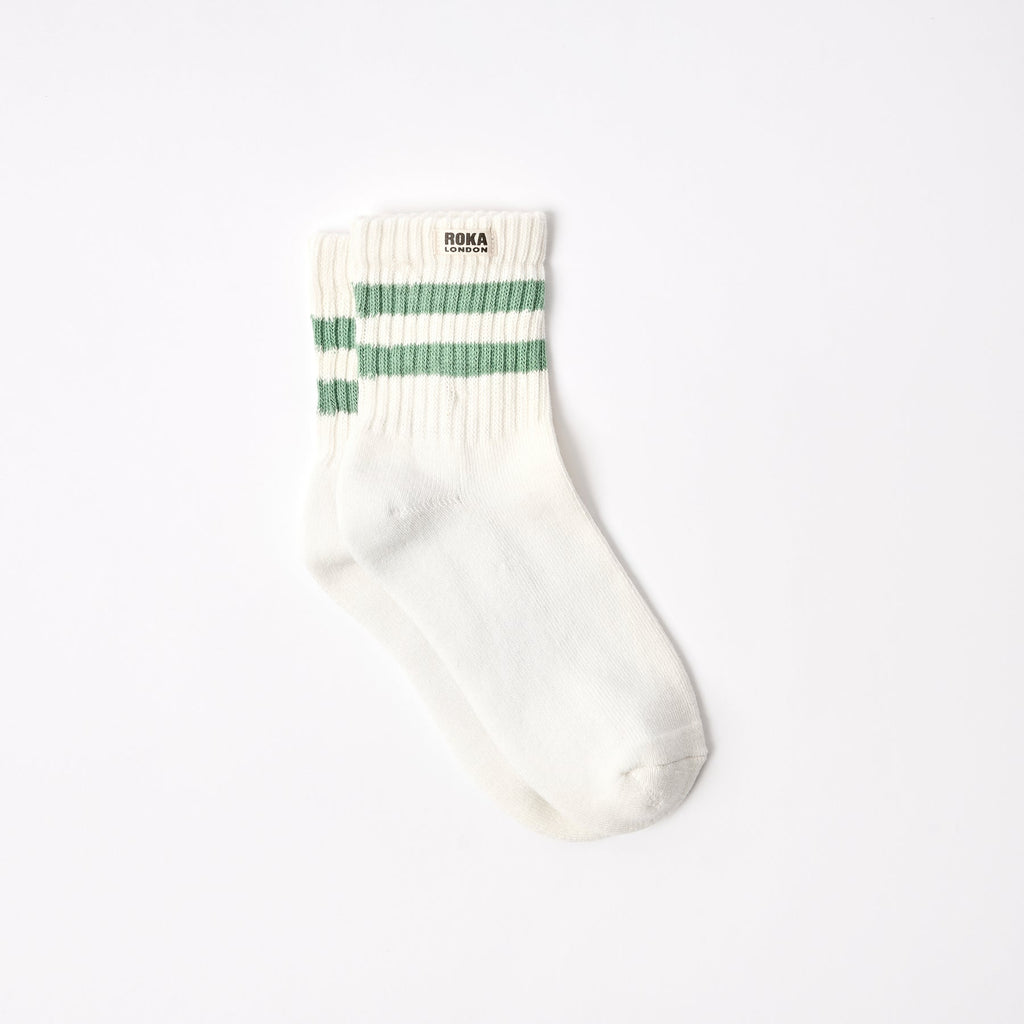 ROKA Windsor Stripe Organic Cotton Crew Socks | Matcha
