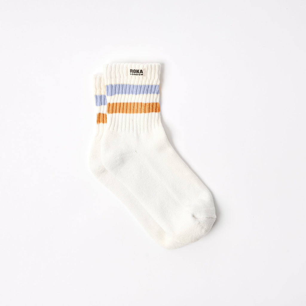 ROKA Windsor Stripe Organic Cotton Crew Socks | Thistle / Burnt Orange