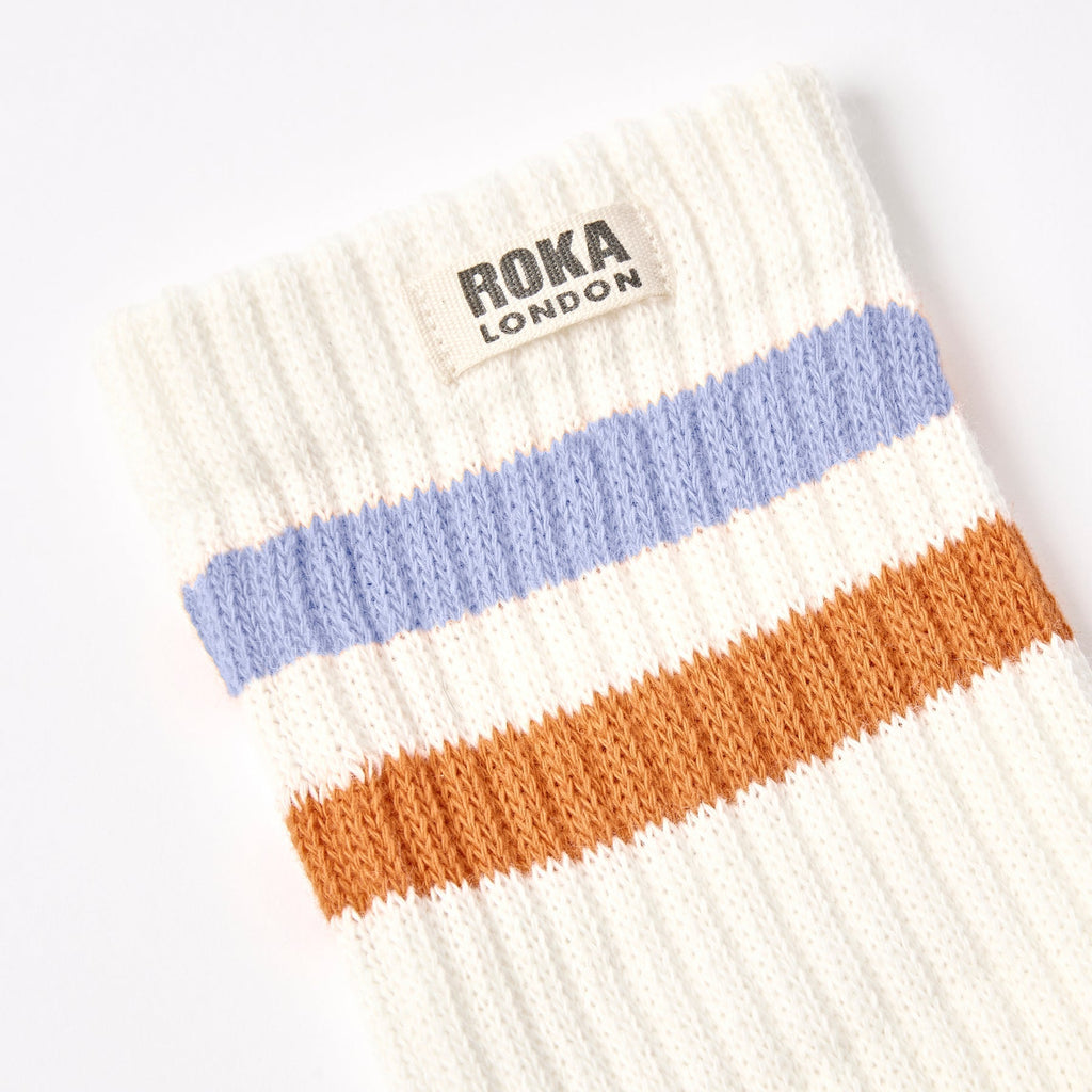 ROKA Windsor Stripe Organic Cotton Crew Socks | Thistle / Burnt Orange