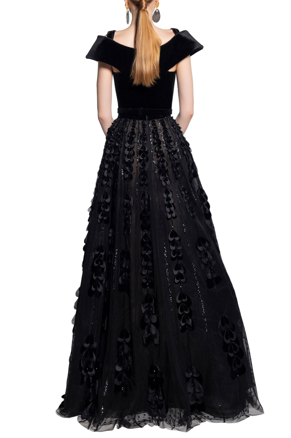 BEADED TULLE SKIRT WITH VELVET BODYSUIT