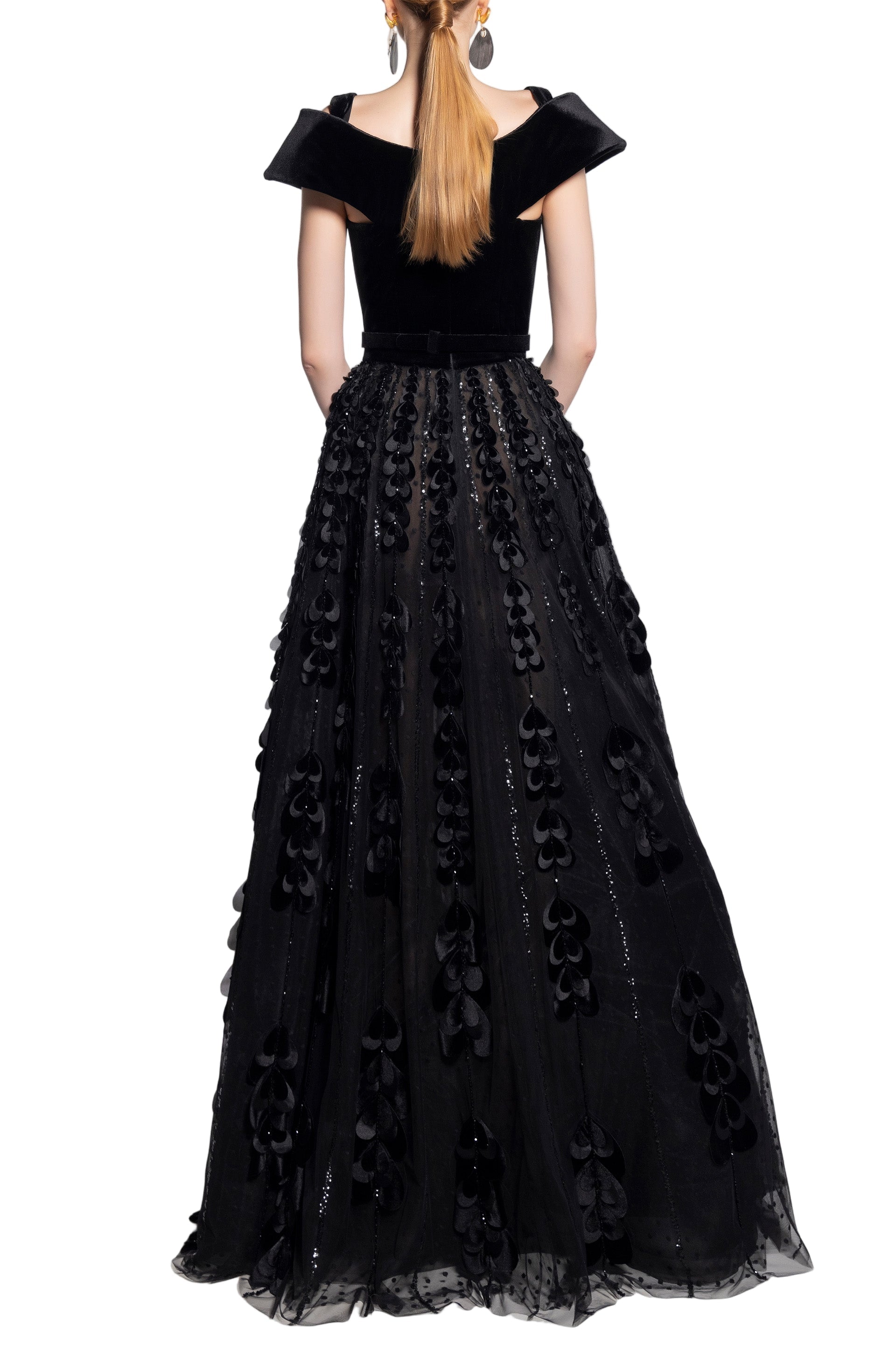 BEADED TULLE SKIRT WITH VELVET BODYSUIT