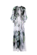 TULLE PRINTED DRESS WITH BEADING