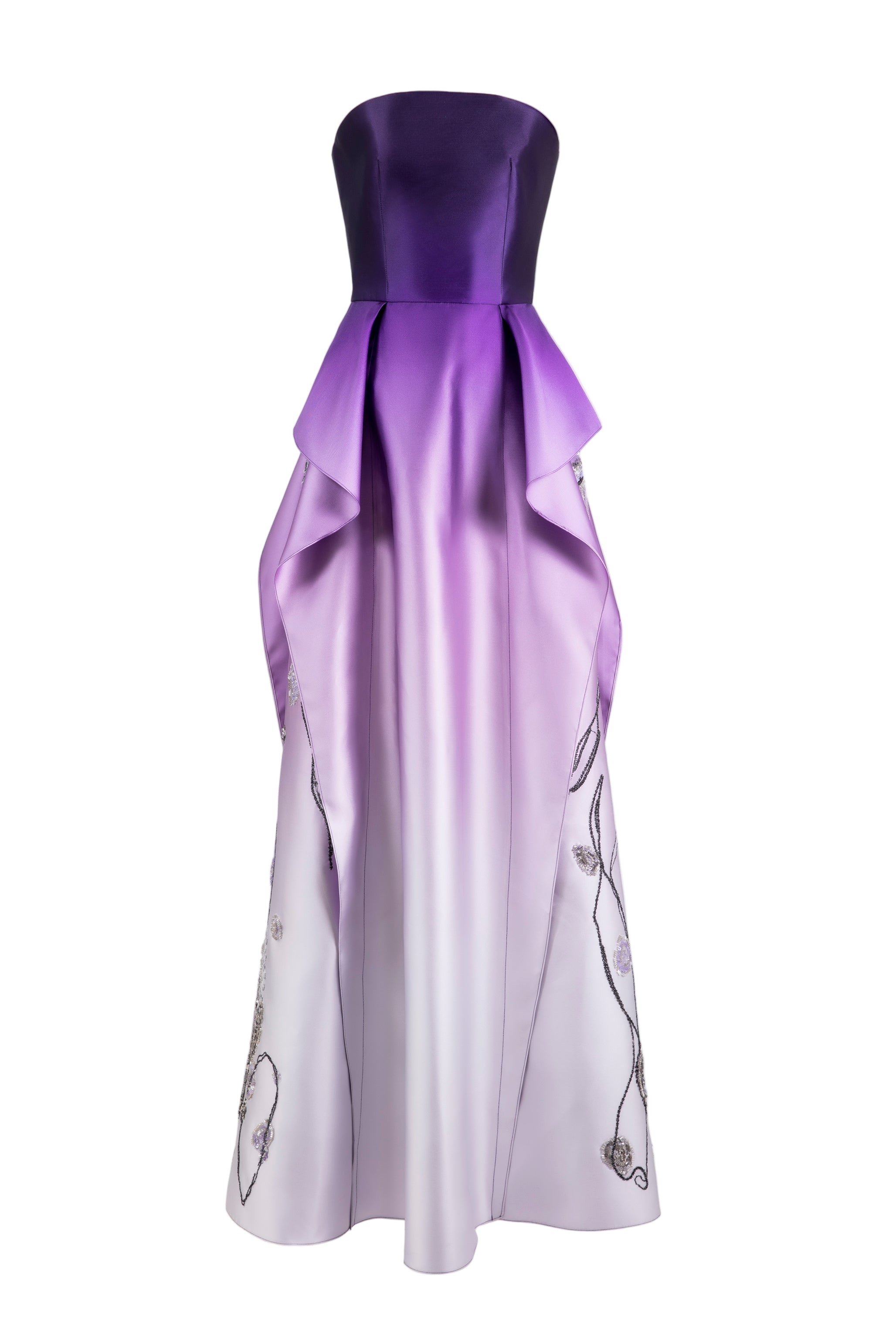 MIKADO STRAPLESS DRESS WITH BEADING ON THE SIDES