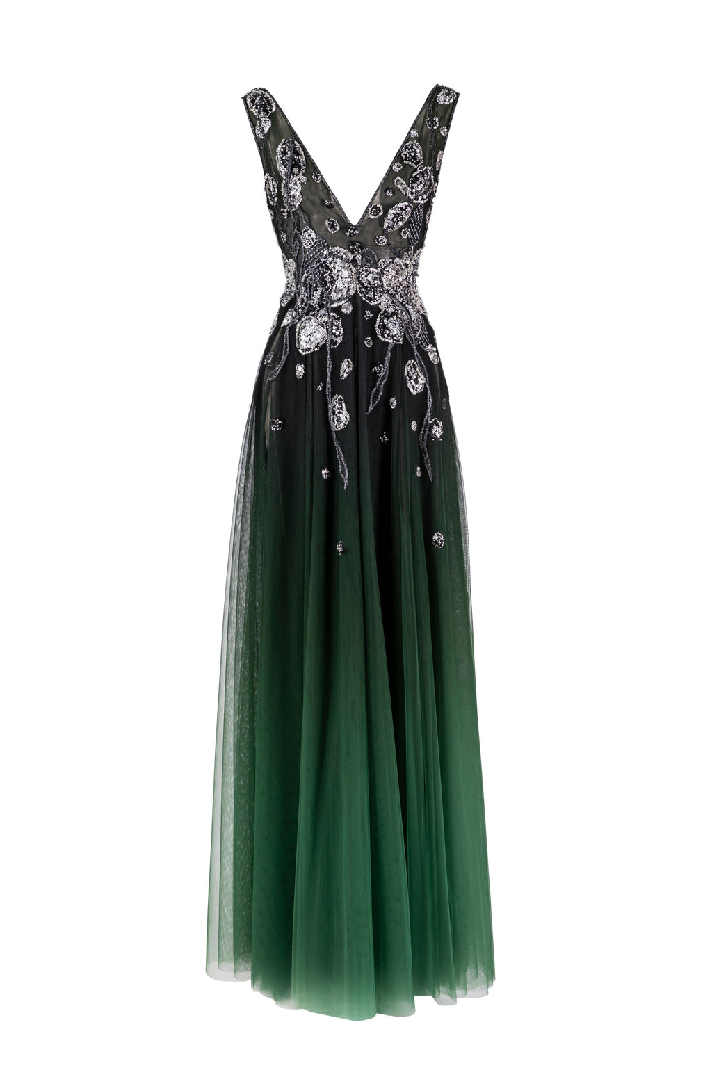Gradient printed dress with beading