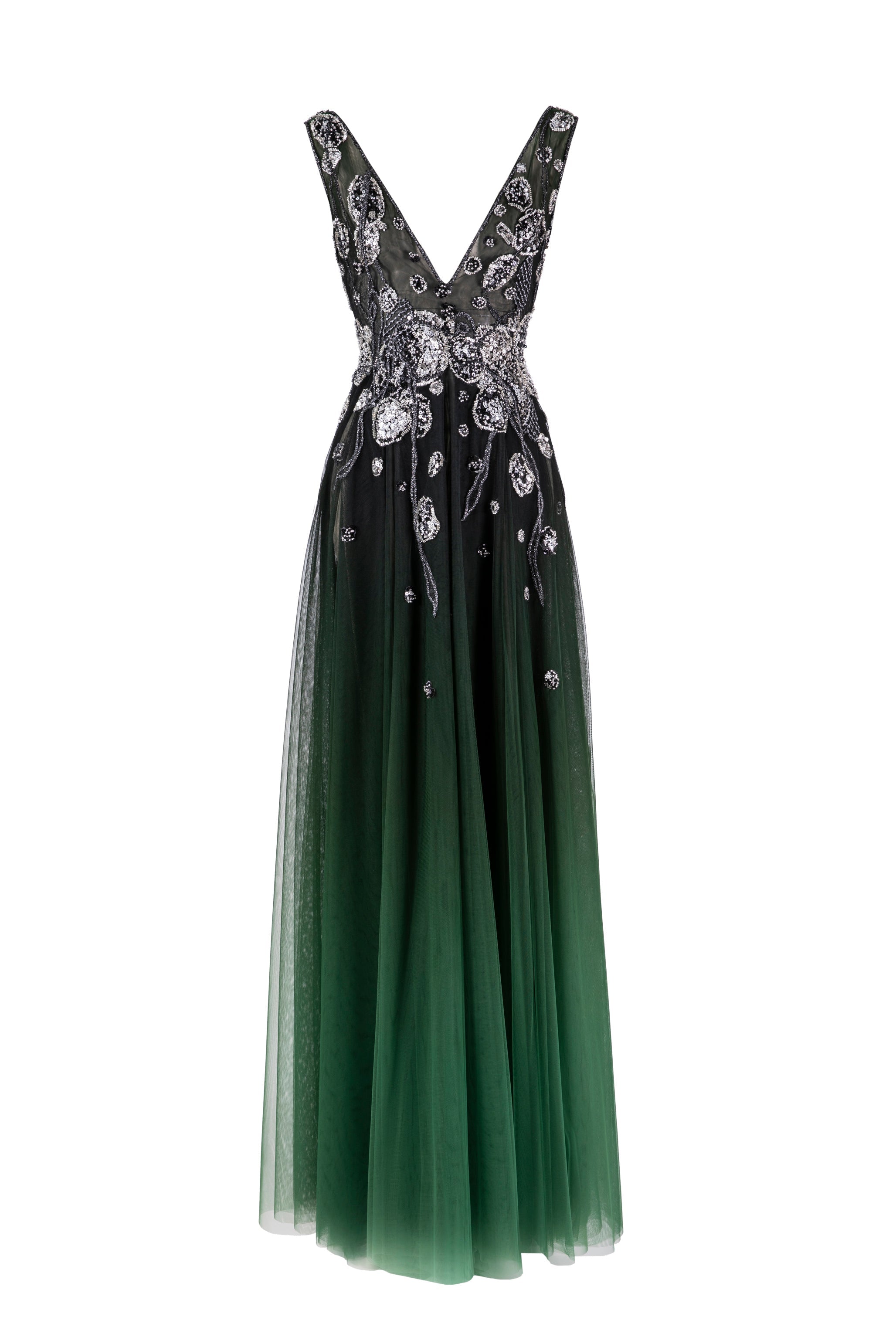 Gradient printed dress with beading