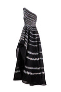 ONE SHOULDER ASYMMETRIC, BEADED DRESS