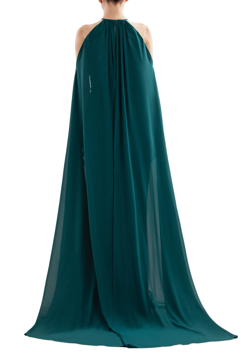 PLEATED DRESS WITH CAPE