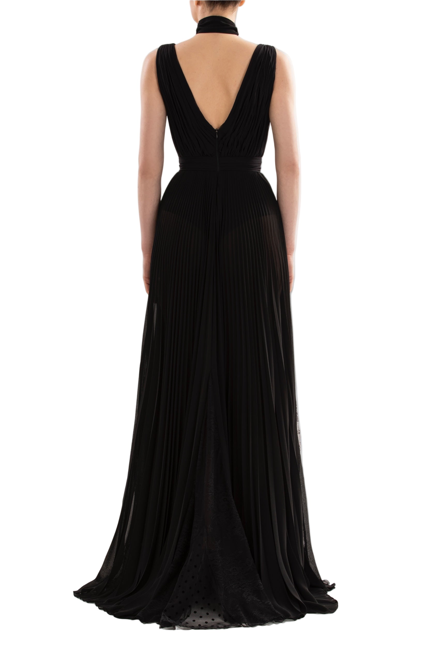 PLEATED DRESS WITH LACE
