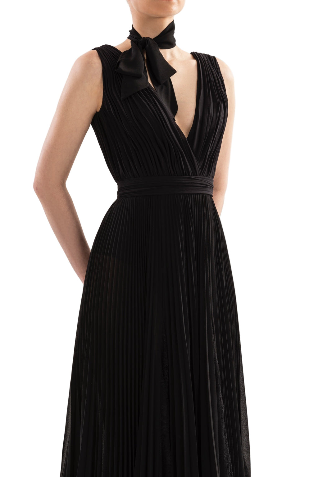 PLEATED DRESS WITH LACE
