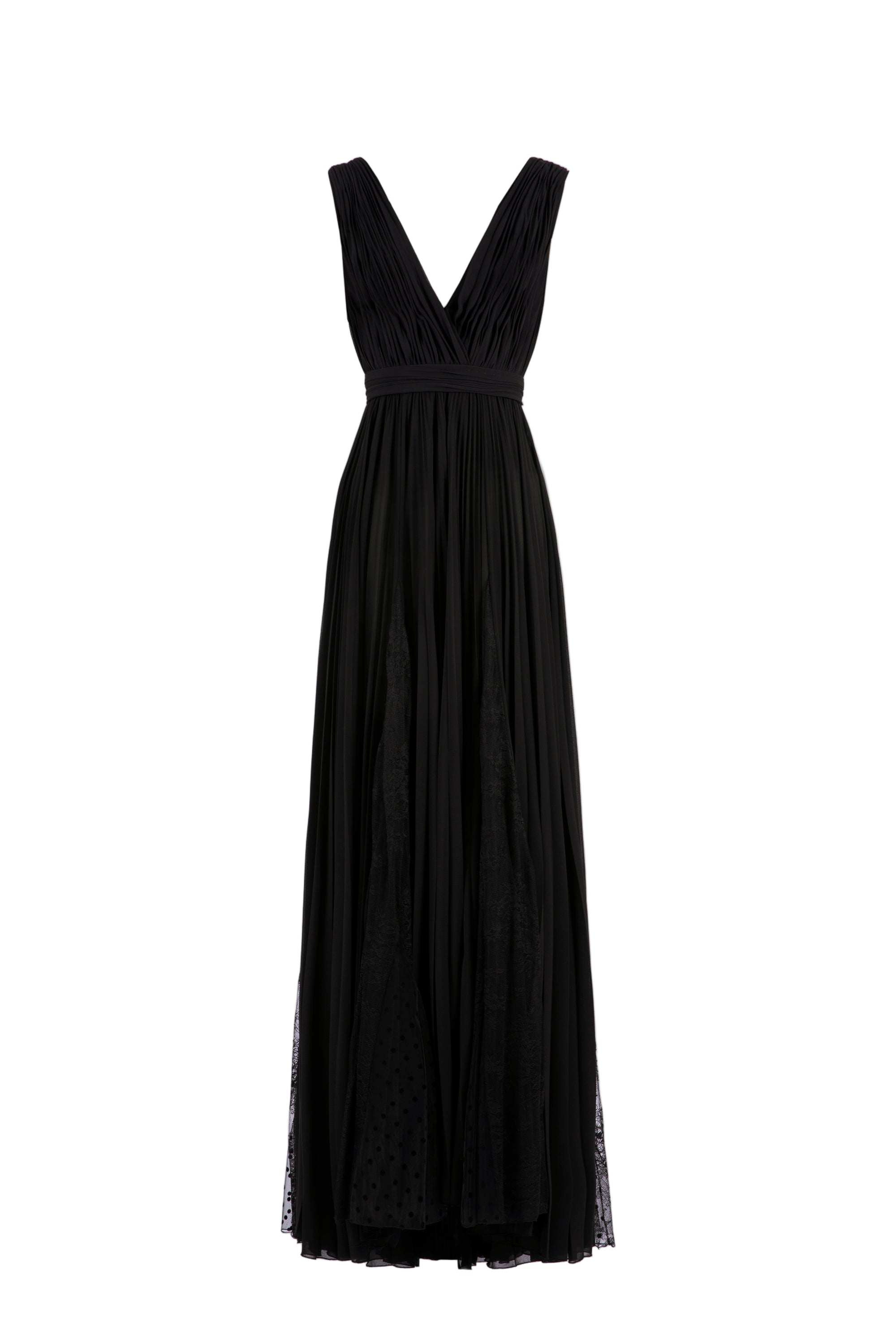 PLEATED DRESS WITH LACE