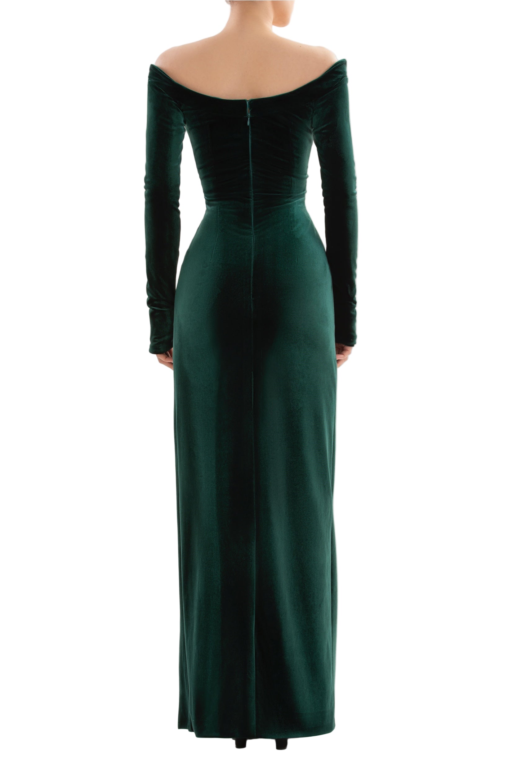 VELVET LONG FITTED DRESS
