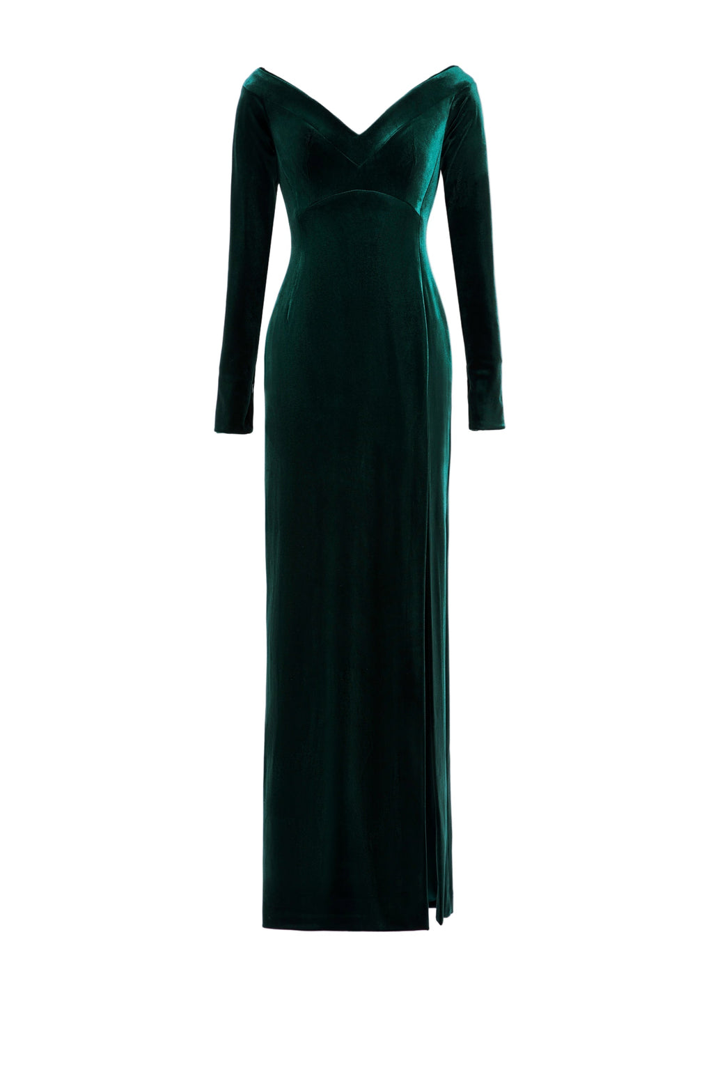 VELVET LONG FITTED DRESS