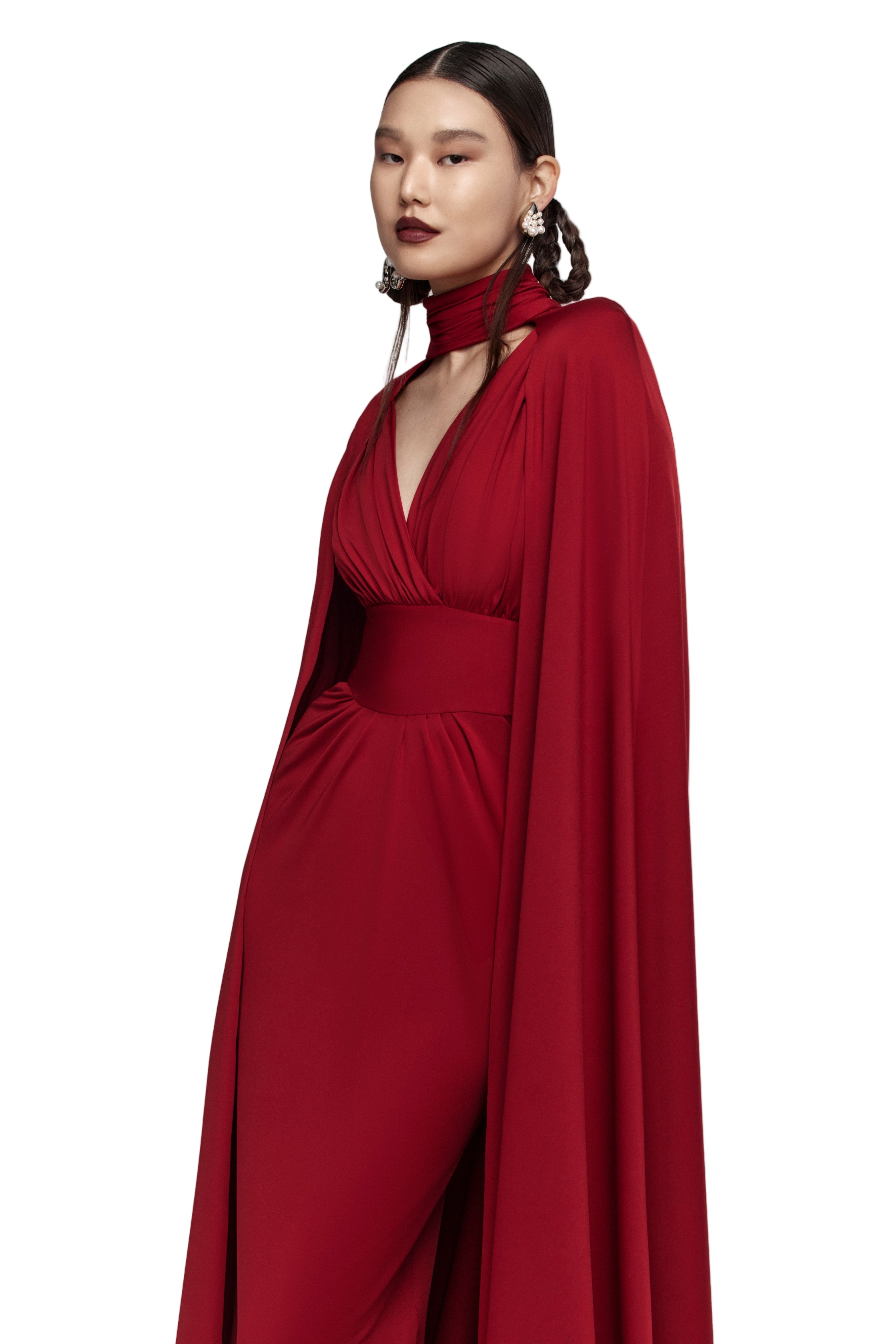 JERSEY DRESS WITH CAPE