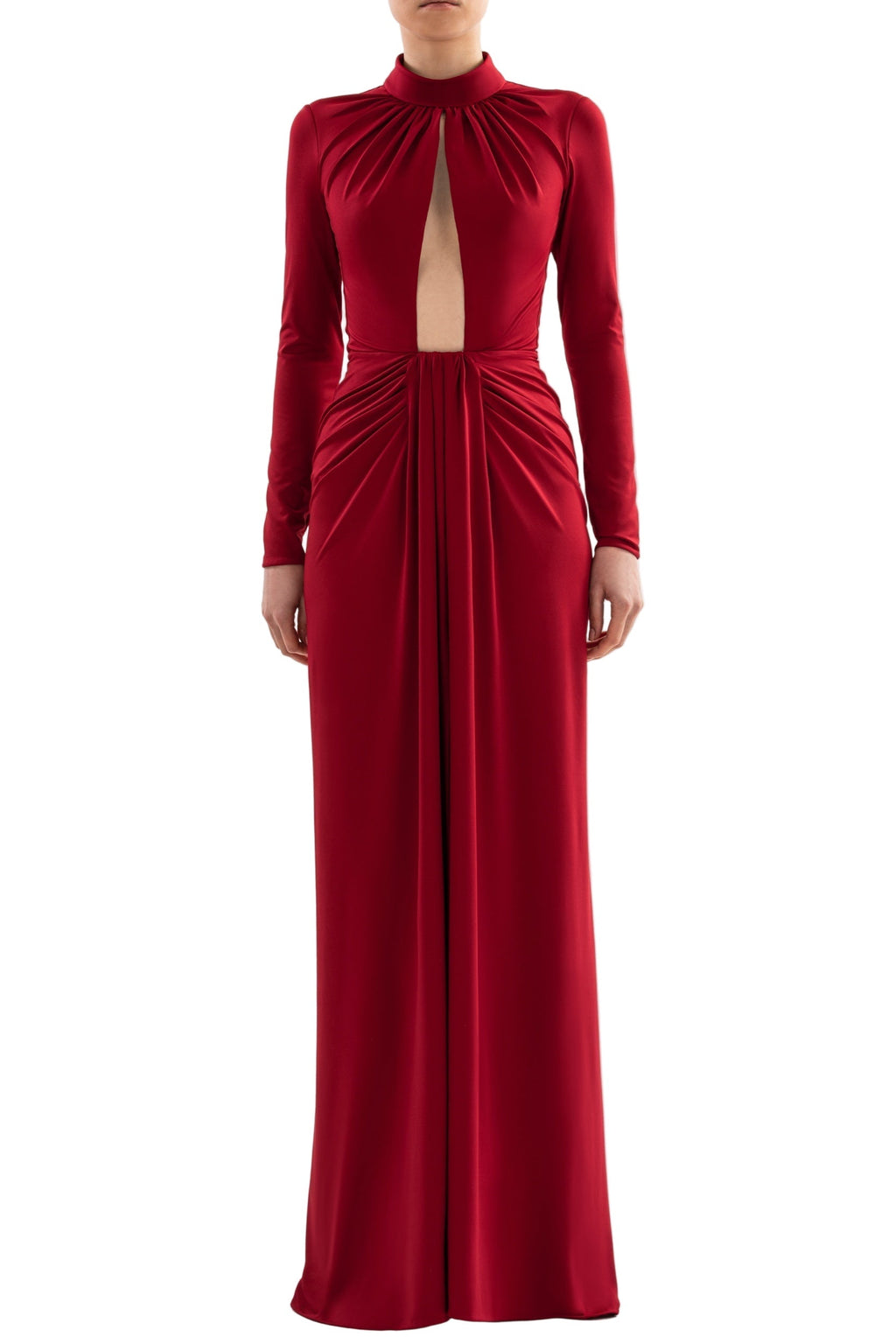 JERSEY PLEATED LONG DRESS