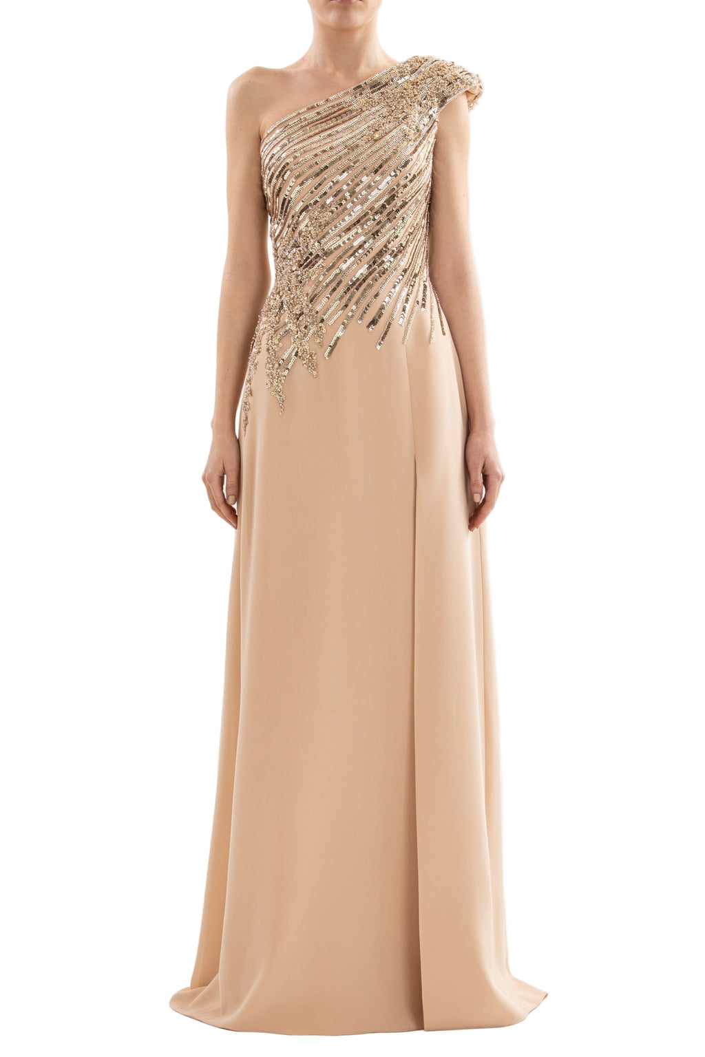ONE SHOULDER SEQUIN LONG DRESS