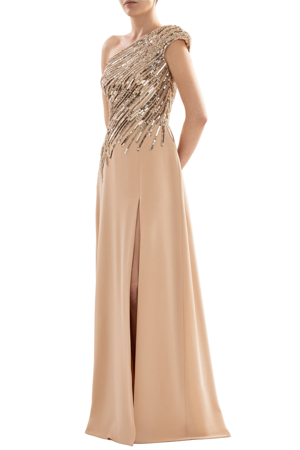 ONE SHOULDER SEQUIN LONG DRESS