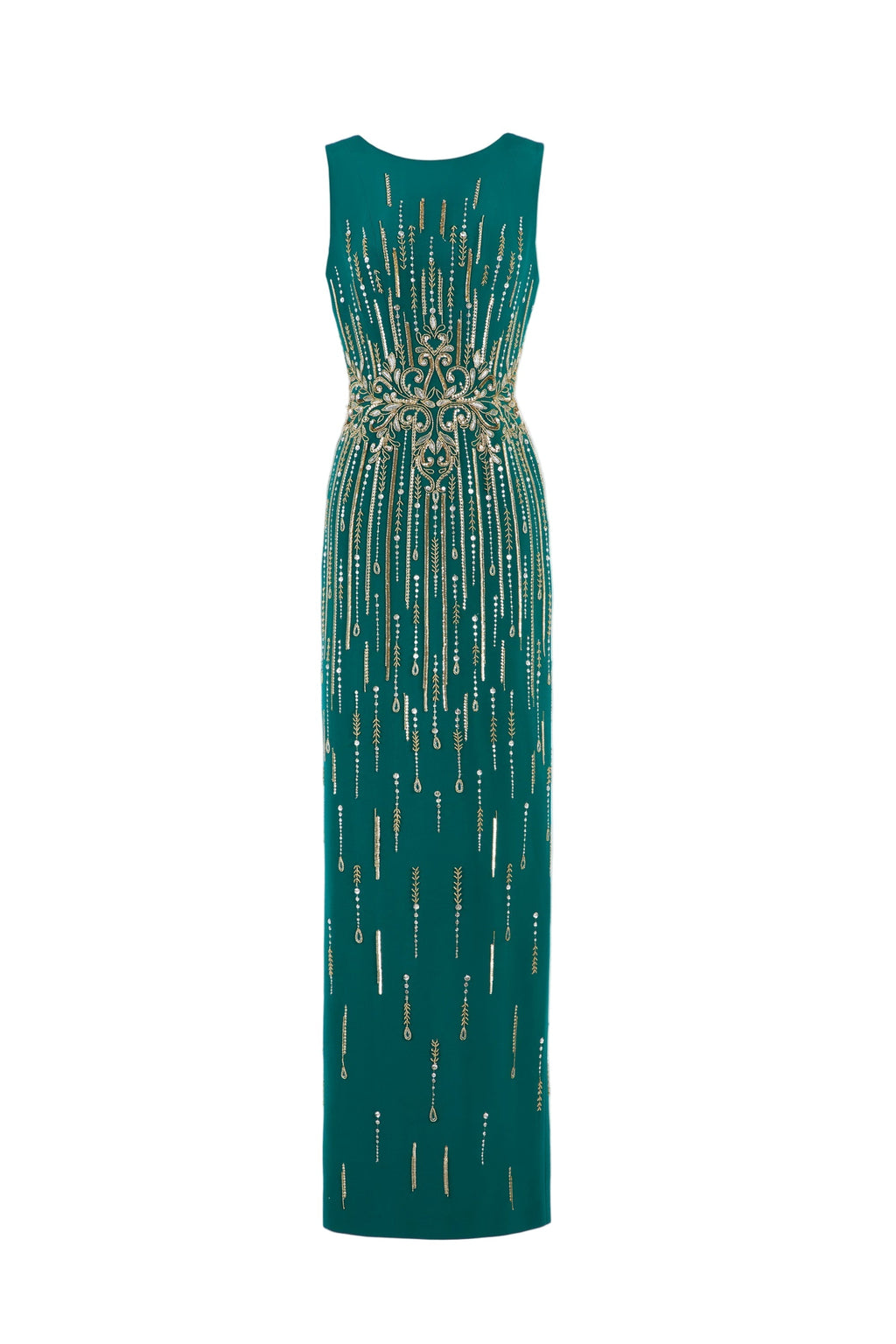 LONG CREPE BEADED DRESS