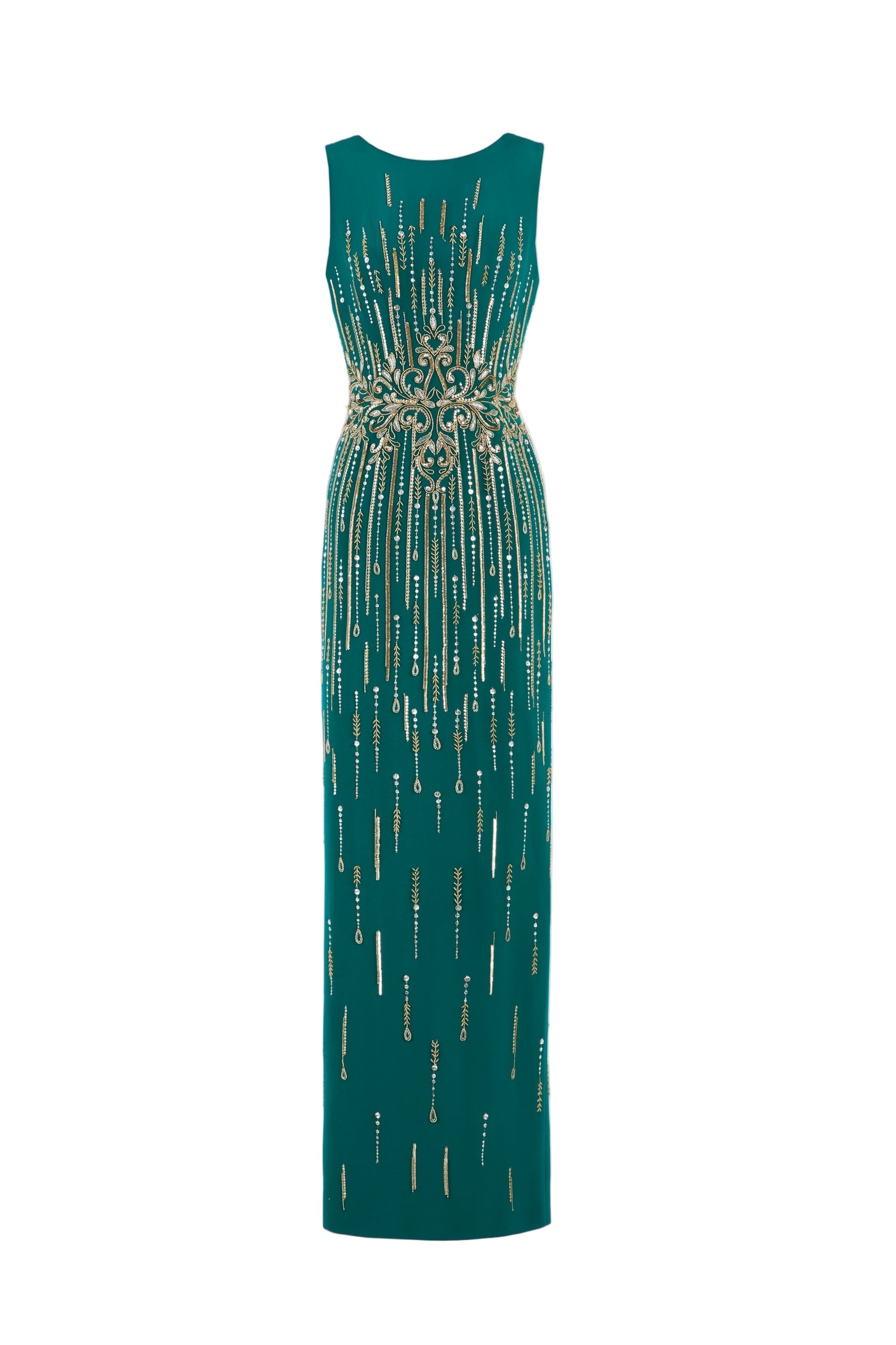LONG CREPE BEADED DRESS