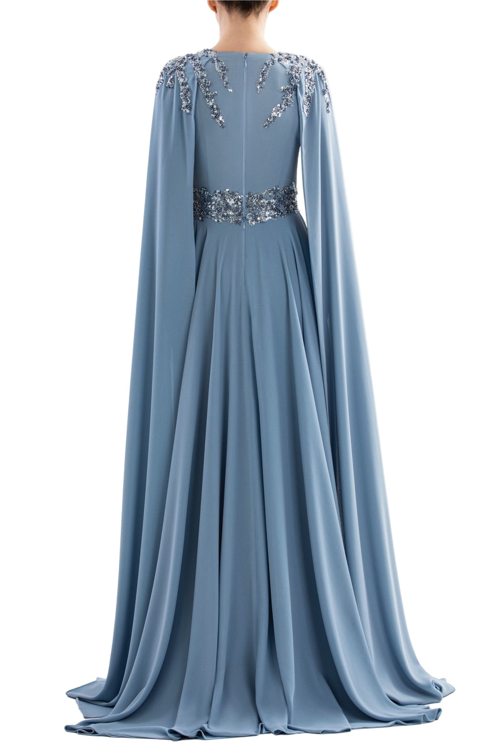 CREPE DRESS WITH CAPE