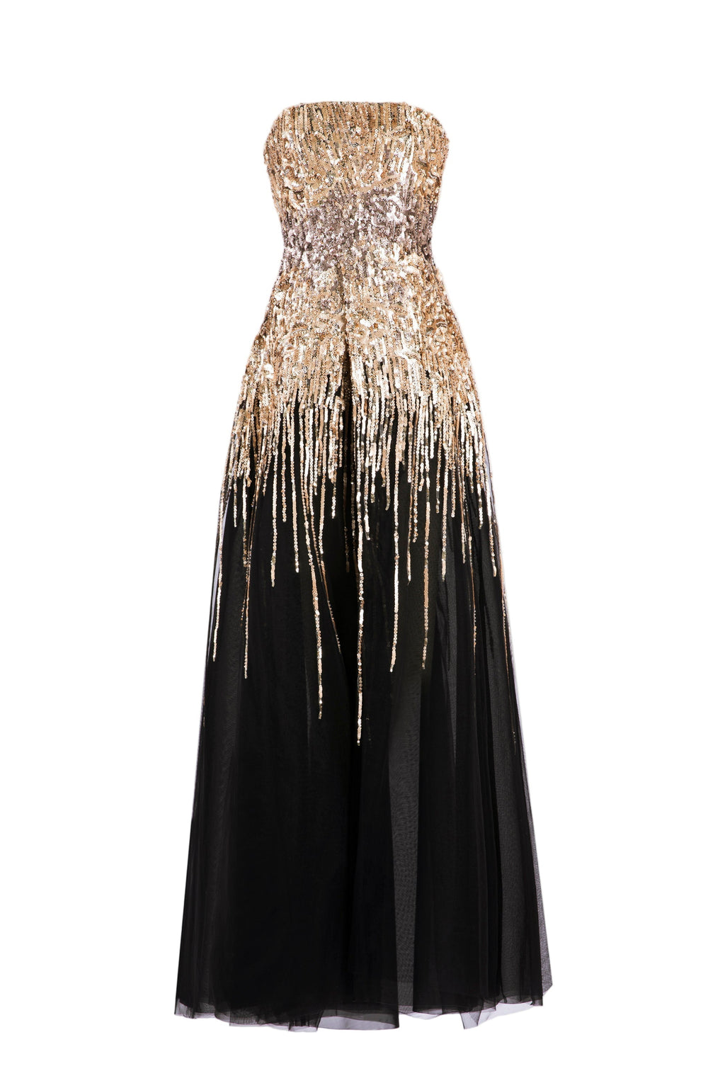 EMBROIDERED STRAPLESS DRESS