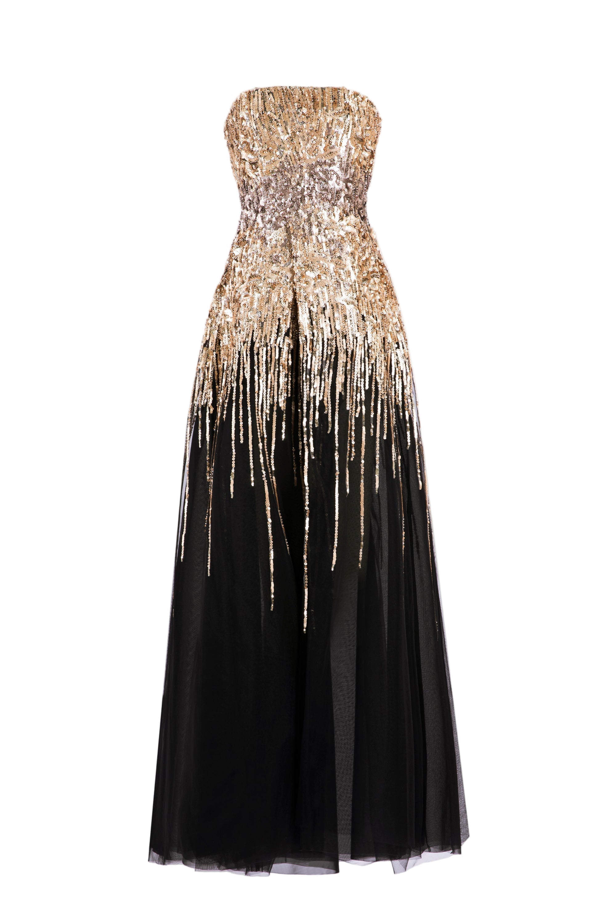 EMBROIDERED STRAPLESS DRESS