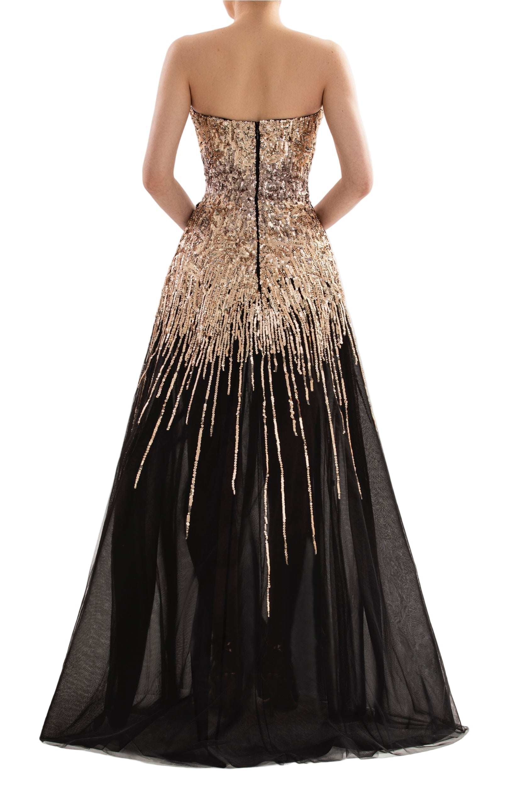 EMBROIDERED STRAPLESS DRESS