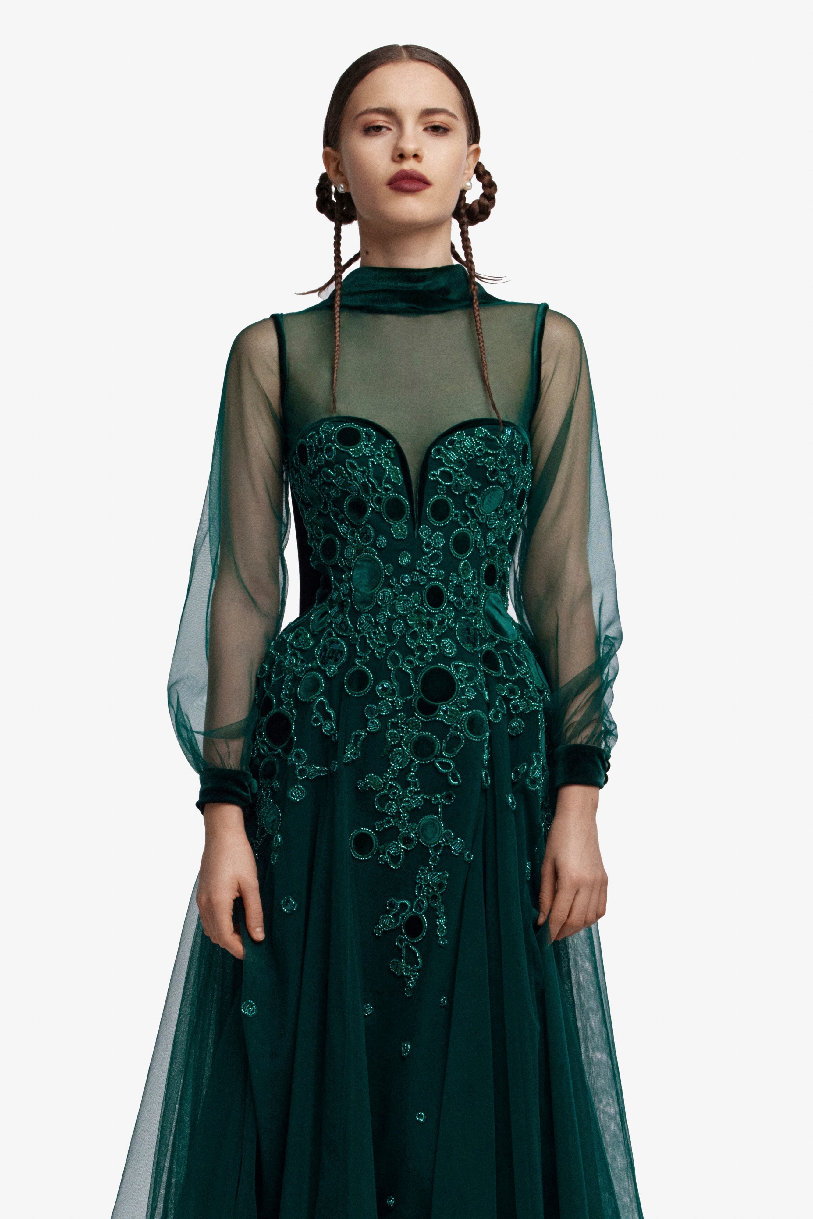 Embroidered tulle dress