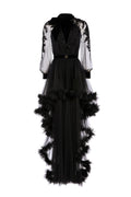 EMBROIDERED TULLE DRESS WITH RUFFLES