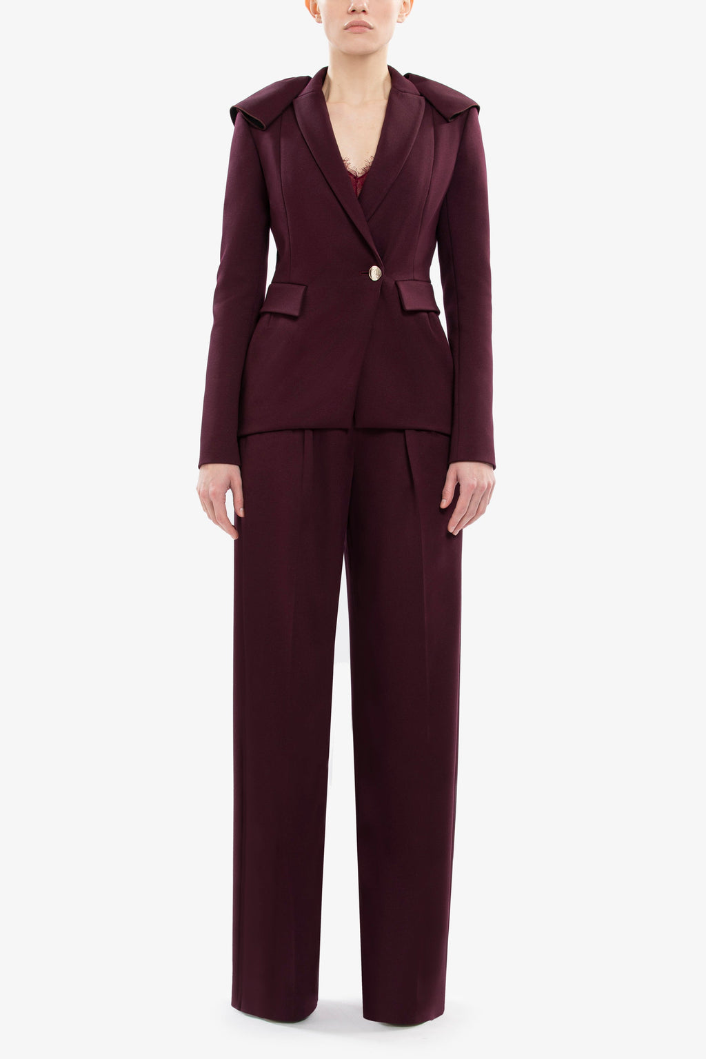 Ruffled tailored jacket