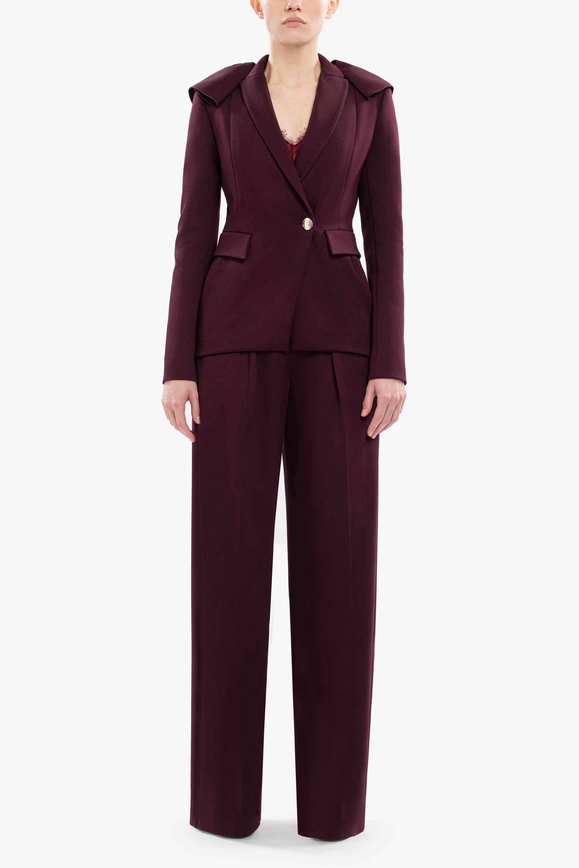 Ruffled tailored jacket