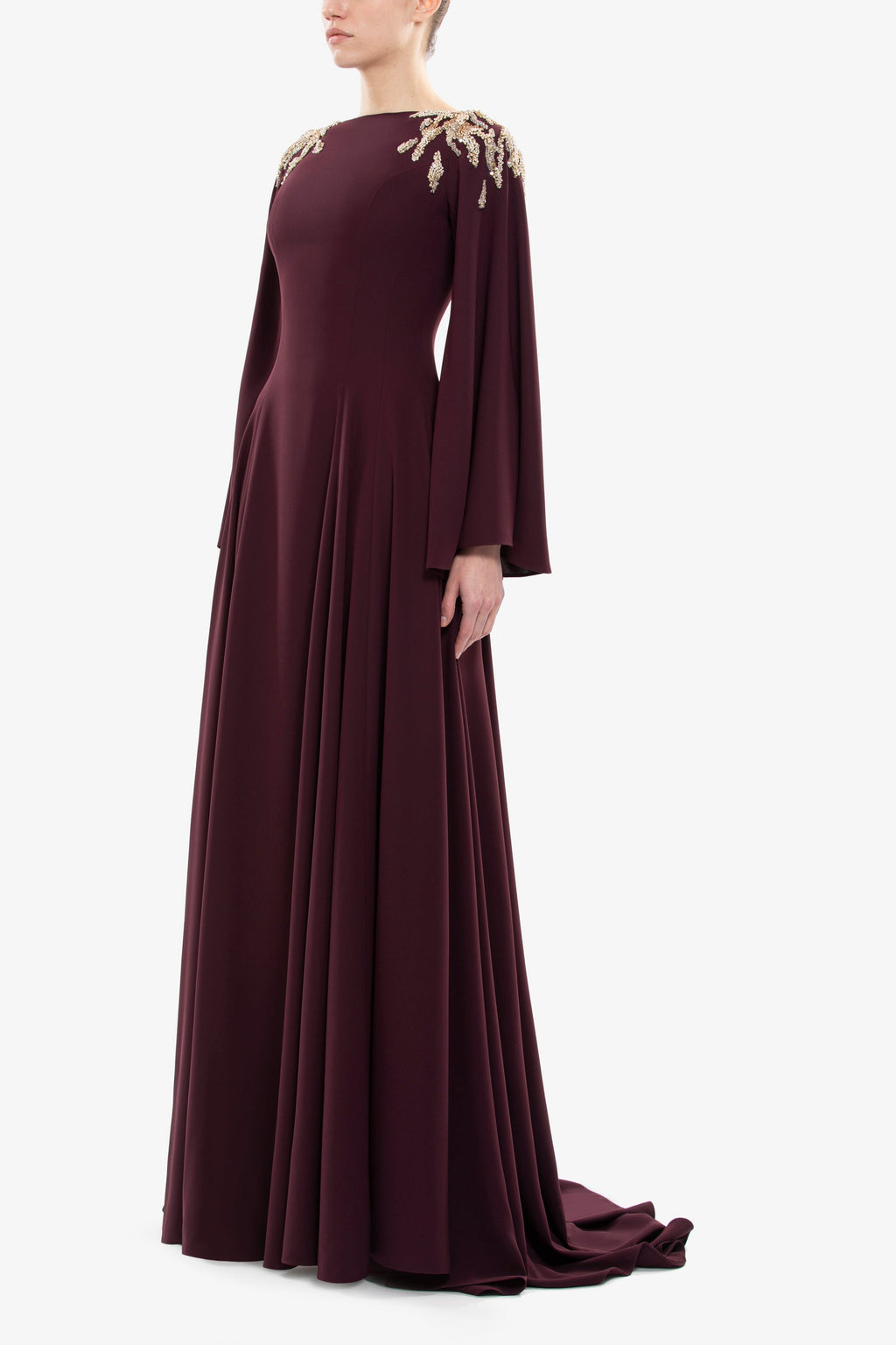 Embellished crepe kaftan