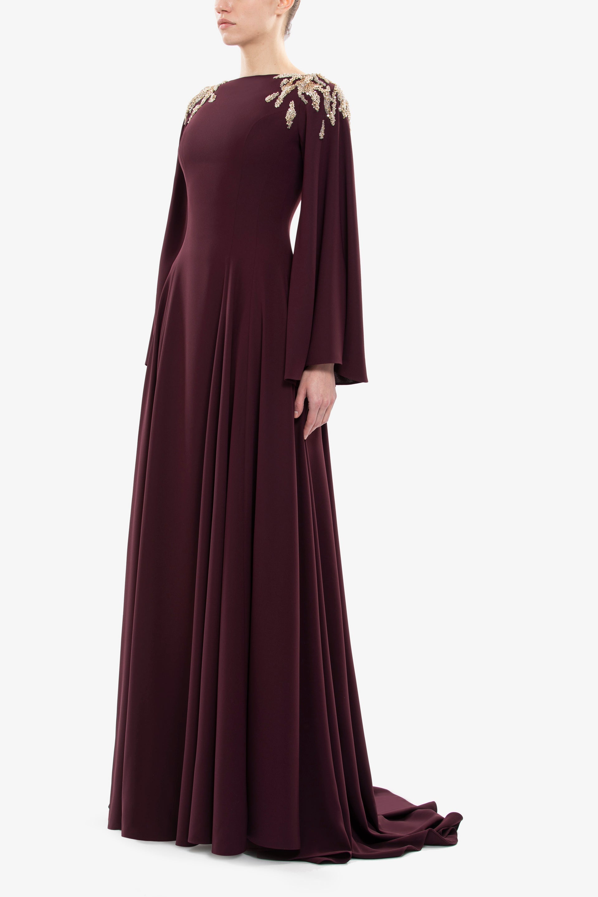 Embellished crepe kaftan
