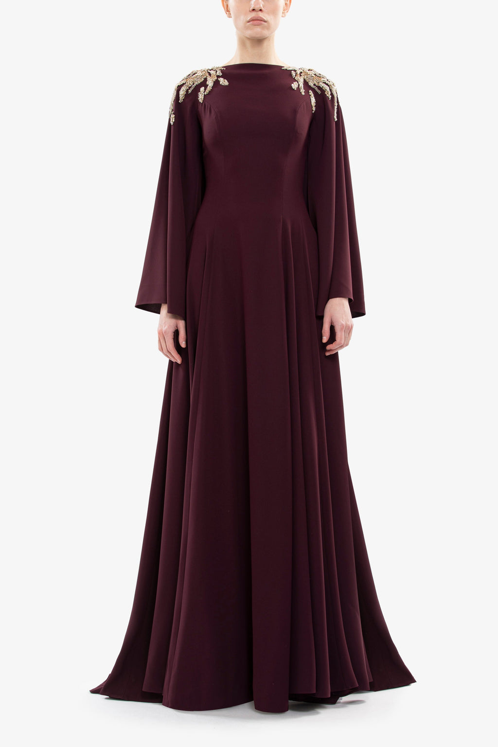 Embellished crepe kaftan