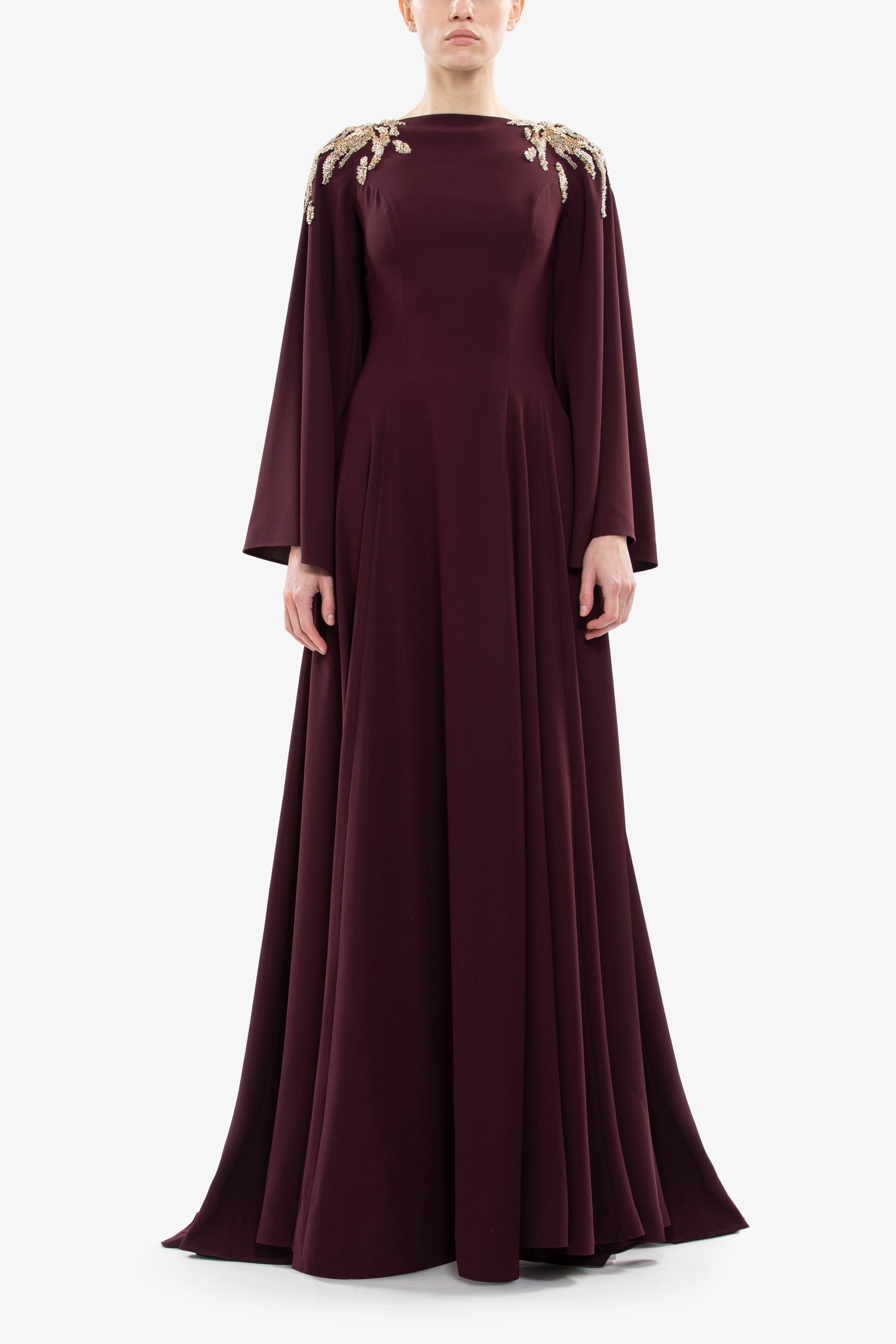 Embellished crepe kaftan